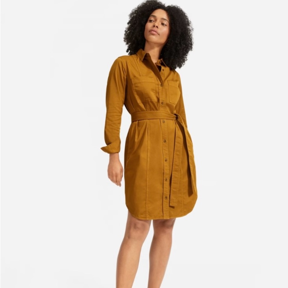 NWOT Everlane Modern Utility Shirt Dress Brass Size 4